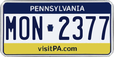 PA license plate MON2377