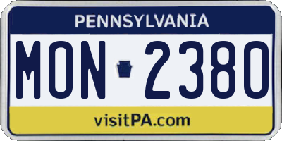 PA license plate MON2380