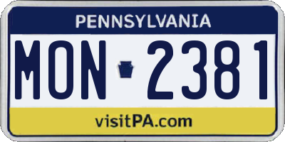 PA license plate MON2381