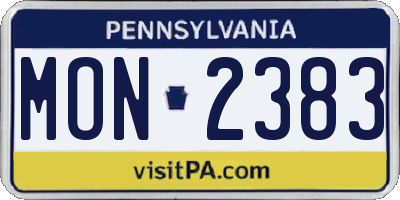 PA license plate MON2383