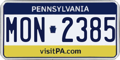 PA license plate MON2385