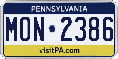 PA license plate MON2386