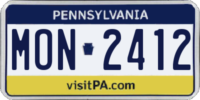 PA license plate MON2412