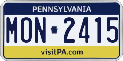 PA license plate MON2415