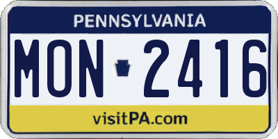 PA license plate MON2416
