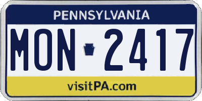 PA license plate MON2417