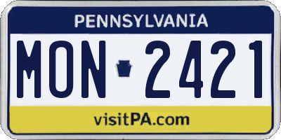 PA license plate MON2421