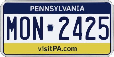 PA license plate MON2425