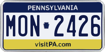 PA license plate MON2426