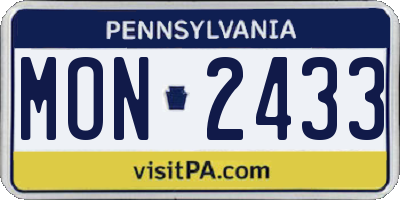 PA license plate MON2433