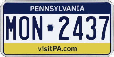PA license plate MON2437