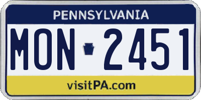 PA license plate MON2451
