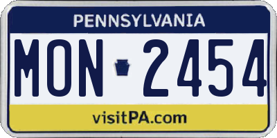 PA license plate MON2454