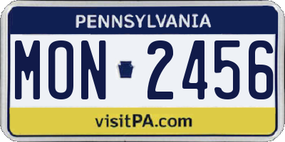PA license plate MON2456