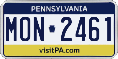 PA license plate MON2461