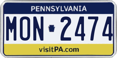 PA license plate MON2474