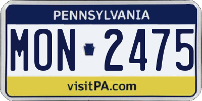PA license plate MON2475