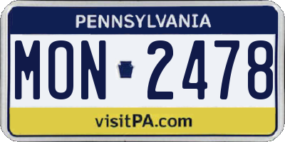 PA license plate MON2478