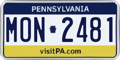 PA license plate MON2481