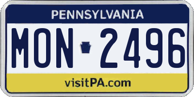 PA license plate MON2496