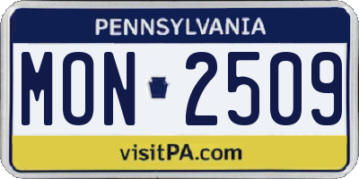 PA license plate MON2509