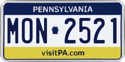 PA license plate MON2521