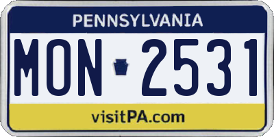PA license plate MON2531