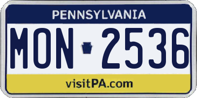 PA license plate MON2536