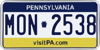 PA license plate MON2538