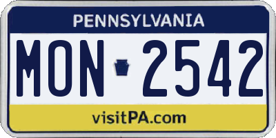 PA license plate MON2542