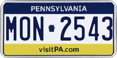 PA license plate MON2543