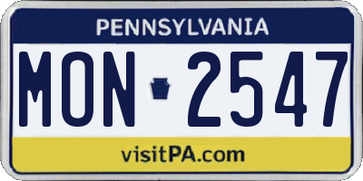 PA license plate MON2547