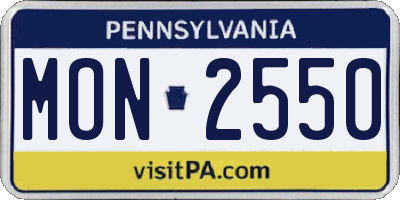 PA license plate MON2550
