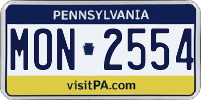PA license plate MON2554