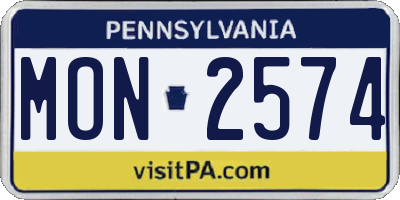 PA license plate MON2574