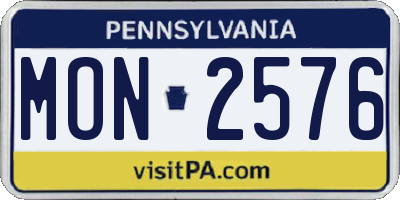 PA license plate MON2576