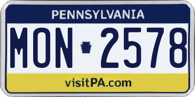 PA license plate MON2578