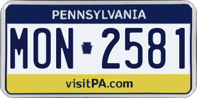 PA license plate MON2581