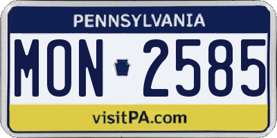 PA license plate MON2585