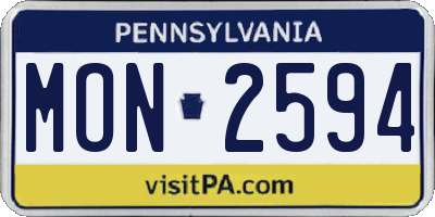 PA license plate MON2594