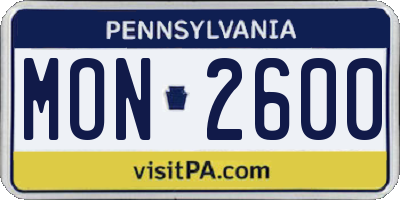 PA license plate MON2600