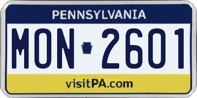 PA license plate MON2601