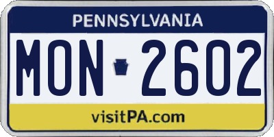 PA license plate MON2602