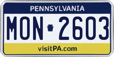 PA license plate MON2603