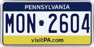 PA license plate MON2604