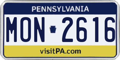 PA license plate MON2616