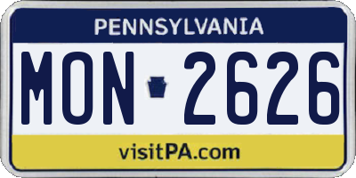 PA license plate MON2626