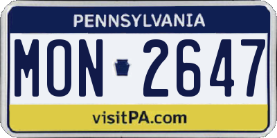 PA license plate MON2647