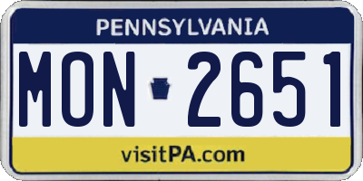 PA license plate MON2651