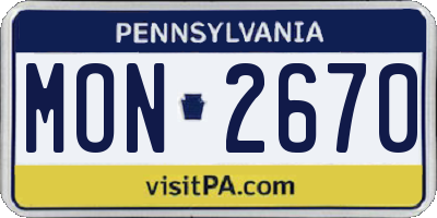 PA license plate MON2670